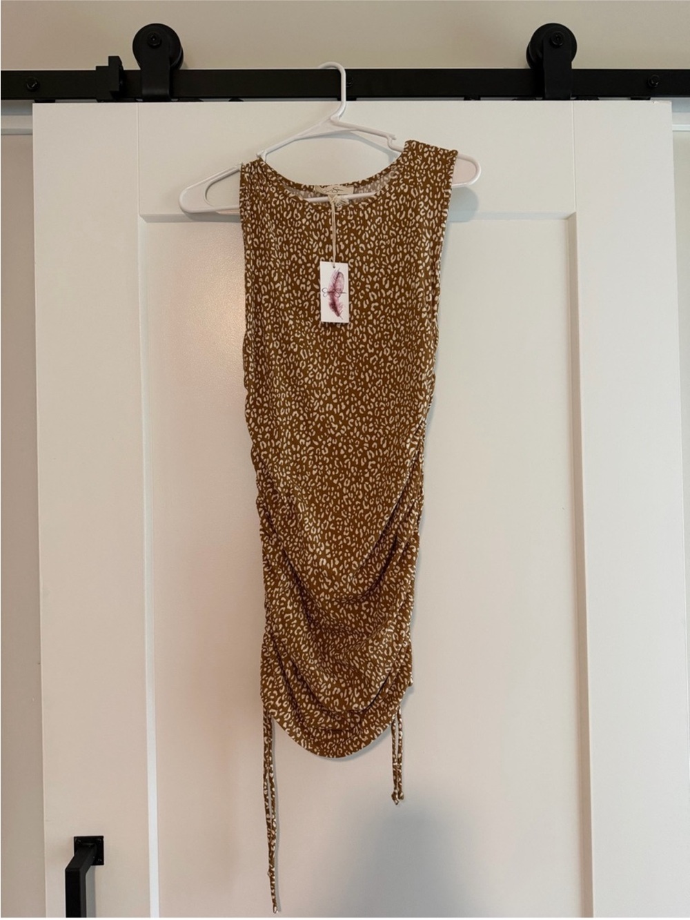 Jessica Simpson Brown Leopard Print Ruched Mini Dress - Picture 2 of 3